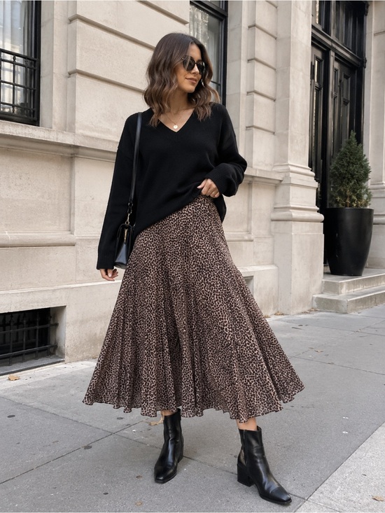 Frank & Oak Dresses & Skirts - Frank & Oak Brown Leopard Print Midi Skirt
